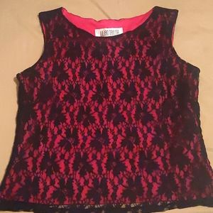 Julian Taylor New York - Size 8P - Pink and Black Lace Blouse